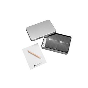 SCHWARZWOLF MURRAY Travel set of playing cards and dice in a tin box