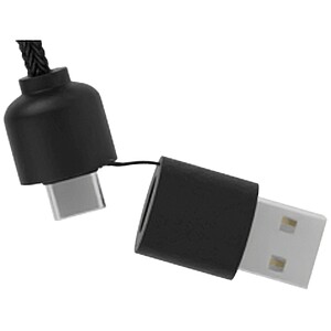 SCX.design C38 40W 5-in-1 rPET light-up logo charging cable with squared wooden casing, blue