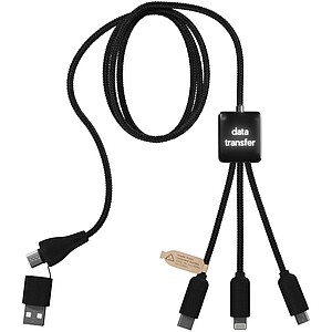 SCX.design C45 5-in-1 rPET charging cable with data transfer, solid black