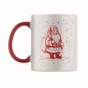 Seasonal ceramic mug 300ml, white/red
