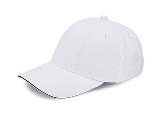 Šestipanelová kšiltovka se sandwich kšiltem, bílá