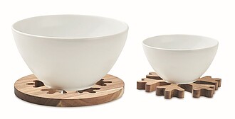 Set of 2 acacia wood pot holder