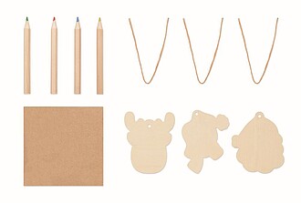 Set of 3 wooden Christmas ornaments