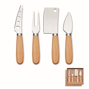 Set of 4 cheese knives, wood