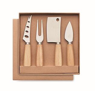 Set of 4 cheese knives, wood