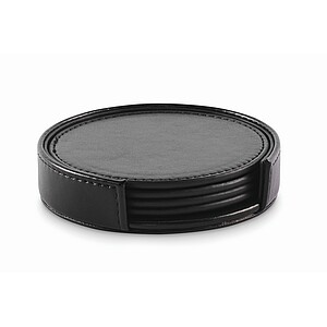 Set of 4 PU coasters, black