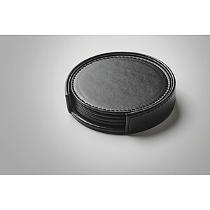 Set of 4 PU coasters, black