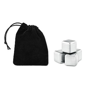 Set of 4 SS ice cubes in pouc