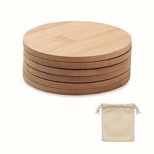 Set of 6 round bamboo coasters