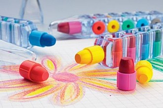 Set of 6 wax crayons, transparent