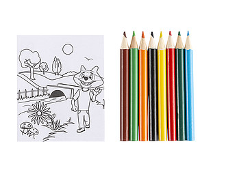 Set of colouring pencils and colouring sheets