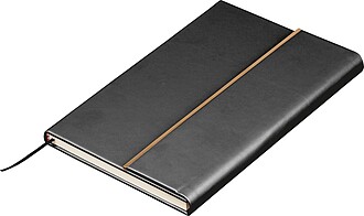 Set of leather notebook and pen, black