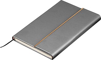 Set of leather notebook and pen, grey