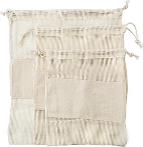 Set of three reusasable cotton mesh produce bags Adele