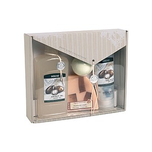 Shea butter Body care collection gift box - shower gel, hand cream, crystal soap and sparkling bath ball