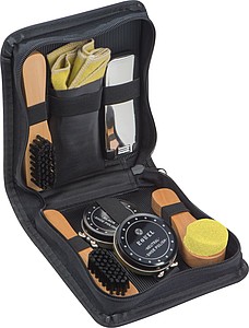 Shoe polishing and cleaning set, black