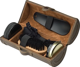 Shoe polishing case, brown