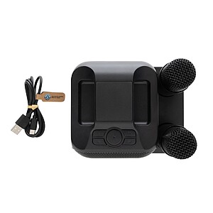 Singvibe RCS recycled plastic karaoke set with double mic, black