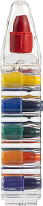 Six wax crayons in container