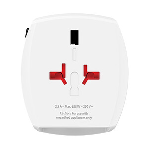 SKROSS World Travel Adapter MUV 2-pole with USB A and C, white