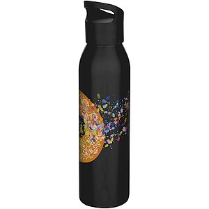 Sky 650 ml RCS recycled single wall stainless steel water bottle, solid black