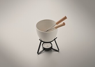 Small ceramic fondue set for two