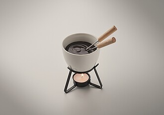 Small ceramic fondue set for two