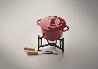 Small ceramic fondue set with lid for two