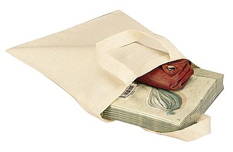 Small cotton bag "Little" with 2 short handles,colour beige
