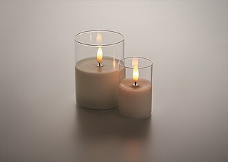 Small real flame-effect LED wax candle