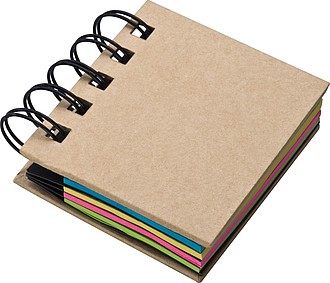 Small ring-binder with sticky notes, brown