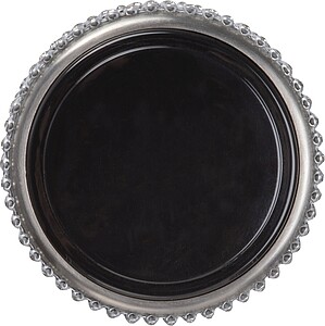 Small stainless steel drinking bottle with rhinestone accents, grey