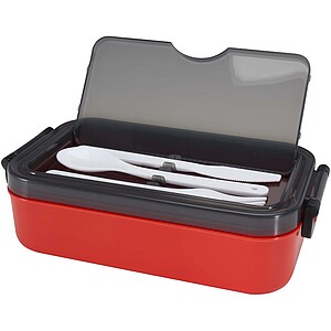 Snappy lunch box and cutlery set, red