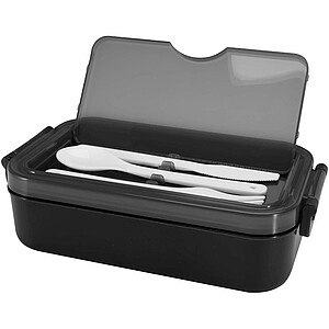 Snappy lunch box and cutlery set, solid black
