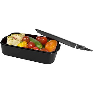 Snappy lunch box and cutlery set, solid black