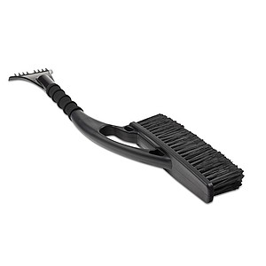 Snow brush in PET with soft finish hair on the tips with integrated ice scraper