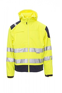 Softshell jacket, SHINE 2.0, fluorescent yellow/navy blue, L