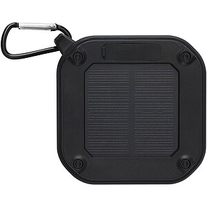 Solo 3W IPX5 RCS recycled plastic solar Bluetooth® speaker with carabiner