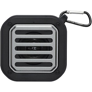 Solo 3W IPX5 RCS recycled plastic solar Bluetooth® speaker with carabiner