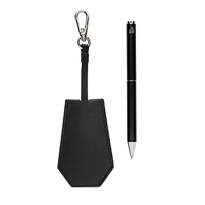 SP Tula RCS certified recycled PU key holder and pen set, black