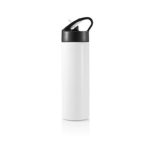 Sport bottle with straw, white