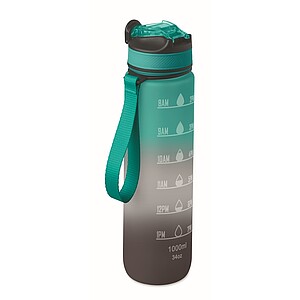 Sports water bottle RPET 1L, black/blue