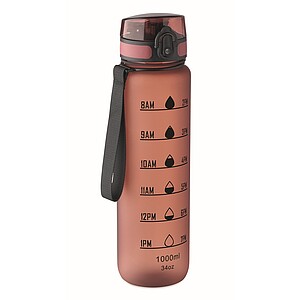 Sports water bottle RPET 1L, burgundy