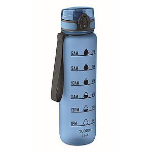 Sports water bottle RPET 1L, transparent light blue