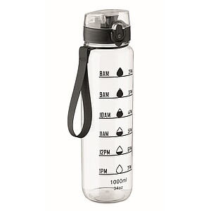 Sports water bottle RPET 1L, transparent
