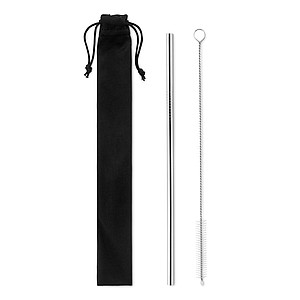 SS straw and brush in pouch