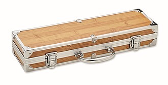 Stainless steel barbecue tools, wood