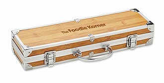 Stainless steel barbecue tools, wood