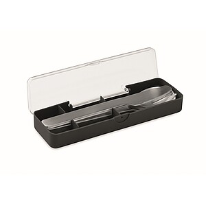 Stainless steel cutlery set, black