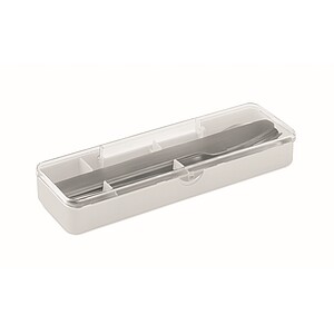 Stainless steel cutlery set, white